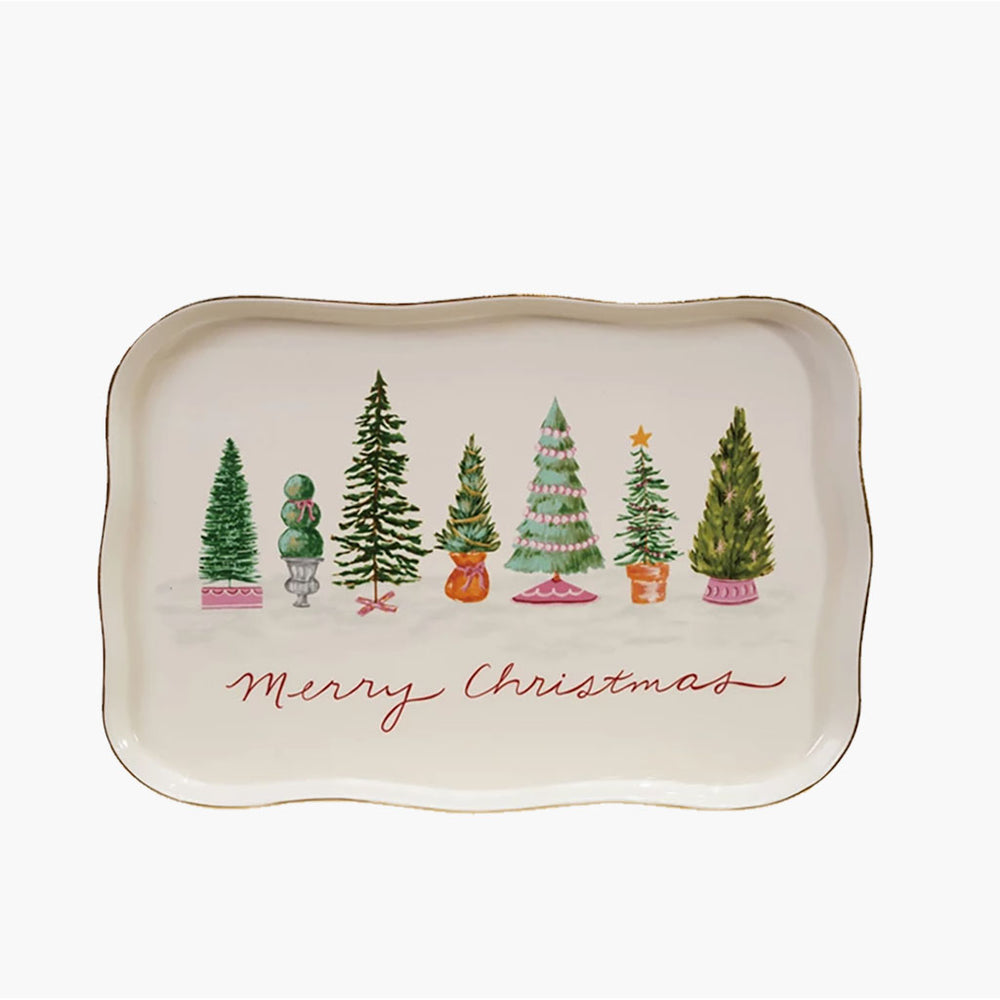 Scalloped Platter with Tree Design