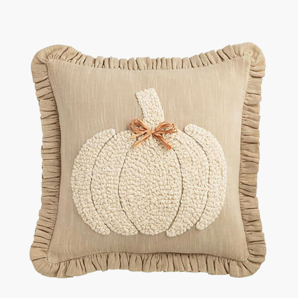 Embroidered Pumpkin Pillow - Square