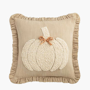 Embroidered Pumpkin Pillow - Square