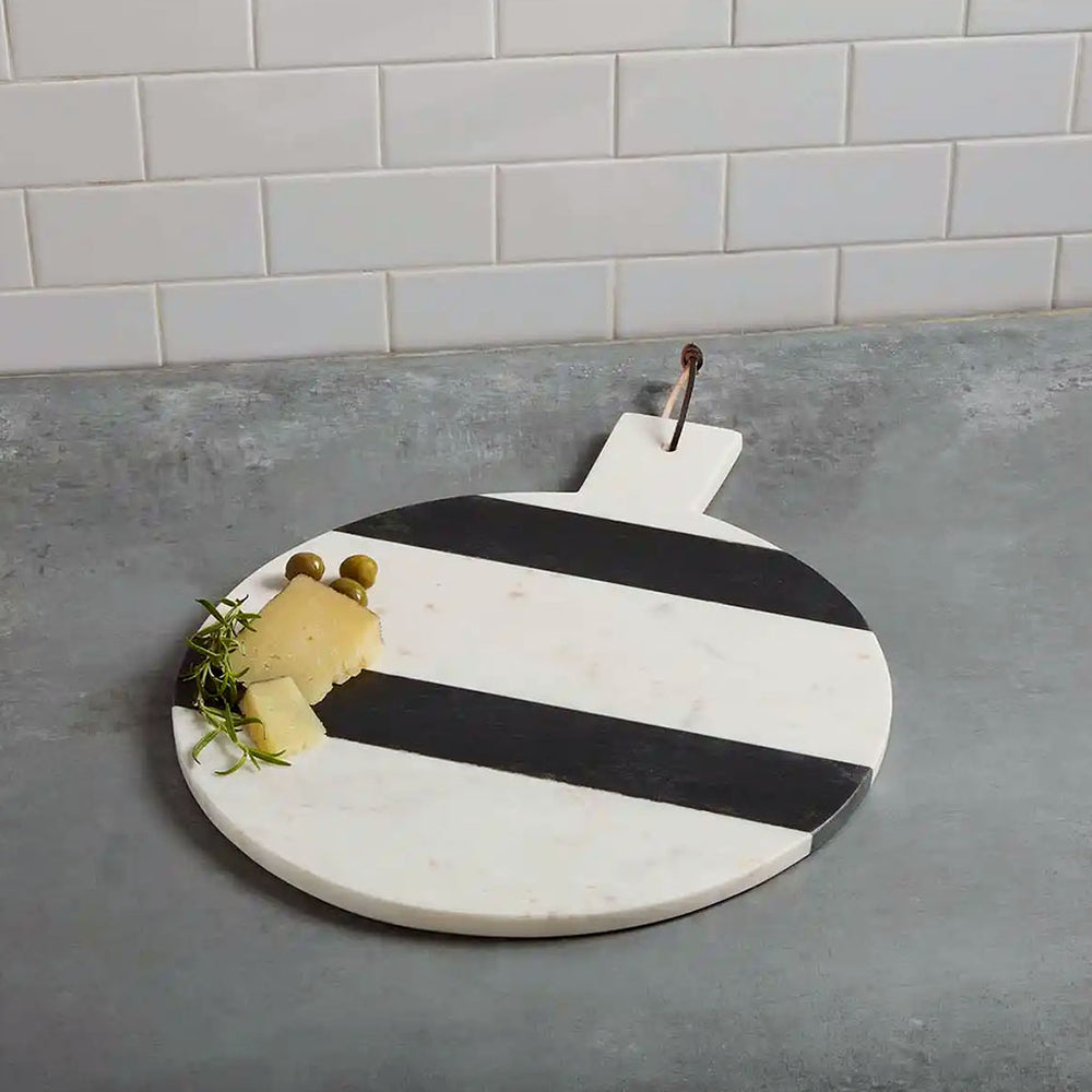 round striped marble serving board