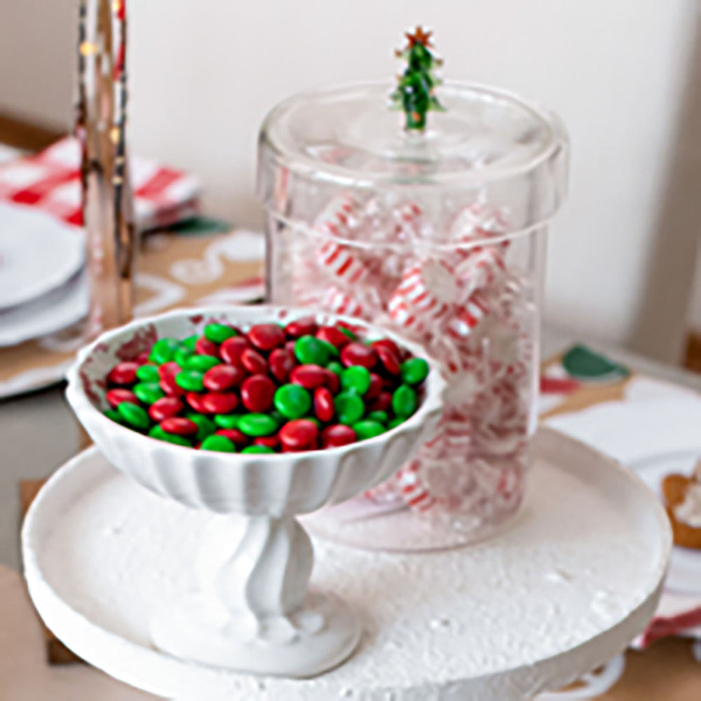 Toile Pedestal Candy Dish - Holiday Scene