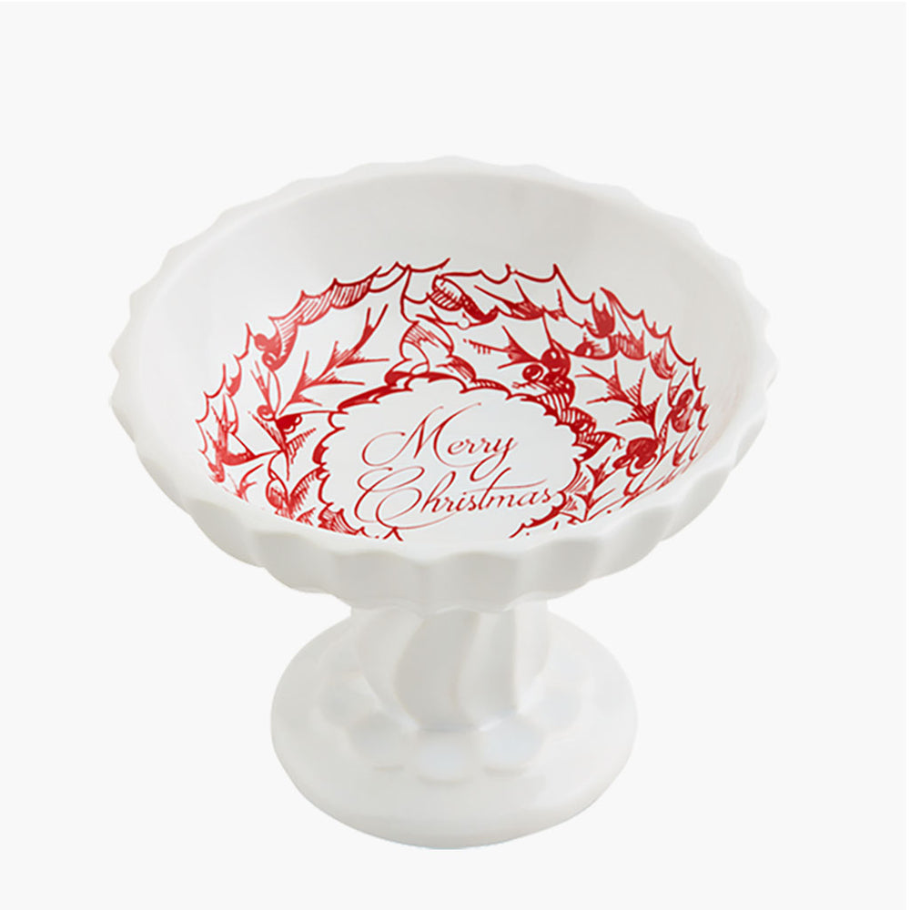 Toile Pedestal Candy Dish - Wreath