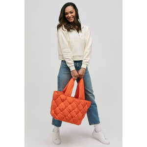 Puffy Woven Tote - Tangerine