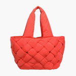 Puffy Woven Tote - Tangerine