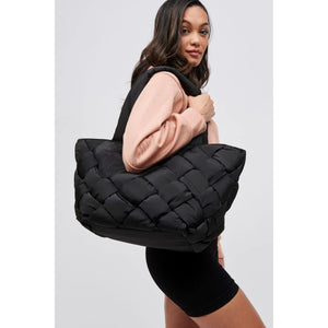 Puffy Woven Tote - Black
