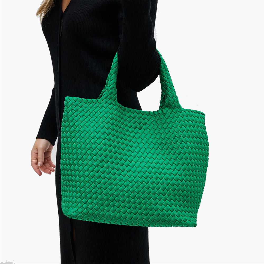 Medium Woven Tote - Kelly Green