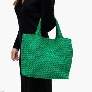 Medium Woven Tote - Kelly Green