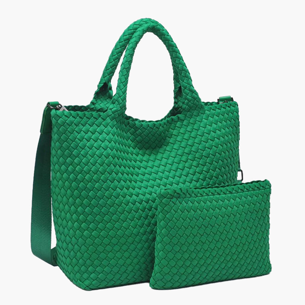 Medium Woven Tote - Kelly Green