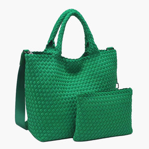 Medium Woven Tote - Kelly Green