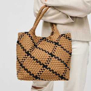 Medium Woven Tote - Sand and Black