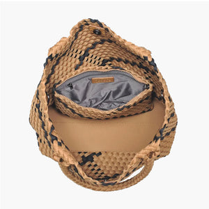 Medium Woven Tote - Sand and Black