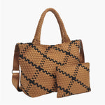 Medium Woven Tote - Sand and Black