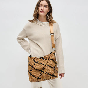 Medium Woven Tote - Sand and Black