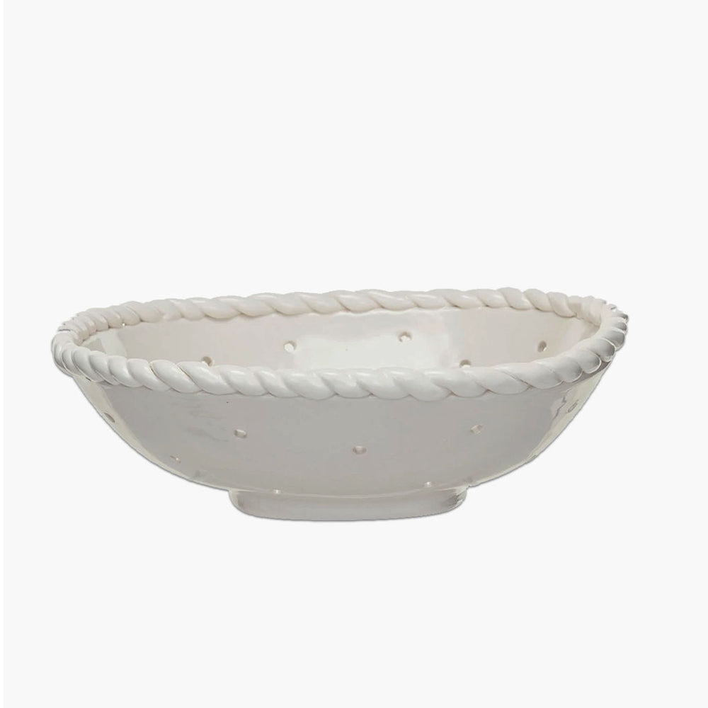 white stoneware colander