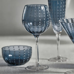 White Dot Wine Glass - Navy