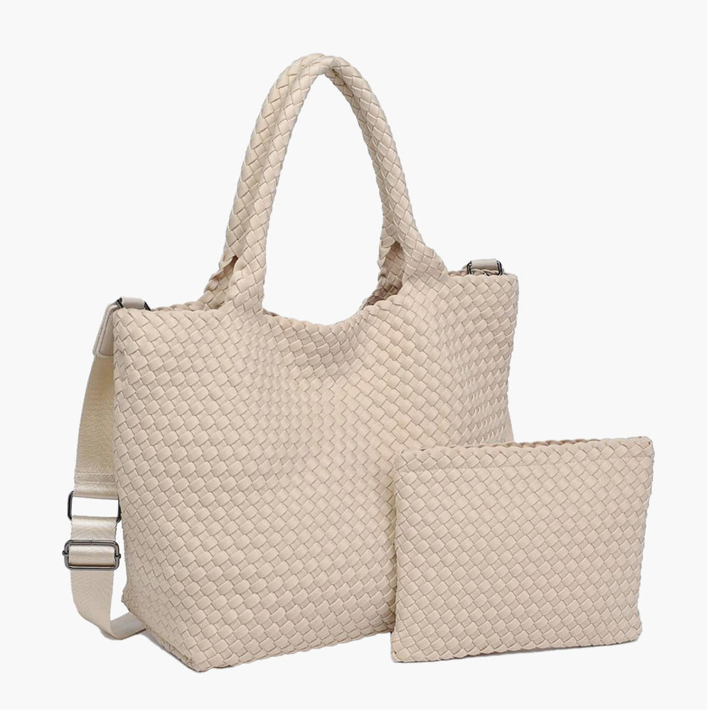 Medium Woven Tote - Cream