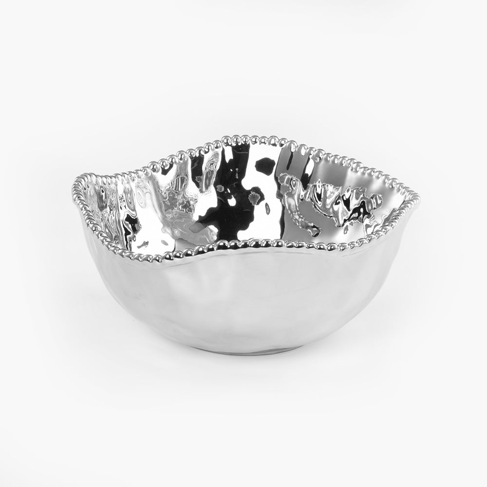Silver Salad Bowl with Beaded Edge
