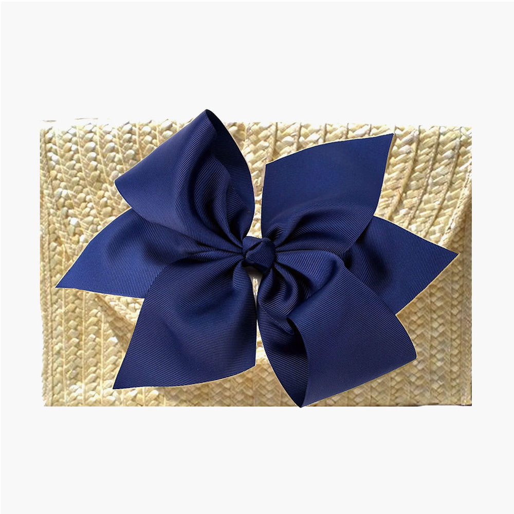 straw clutch purse with interchangeable bow