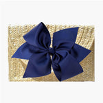 straw clutch purse with interchangeable bow