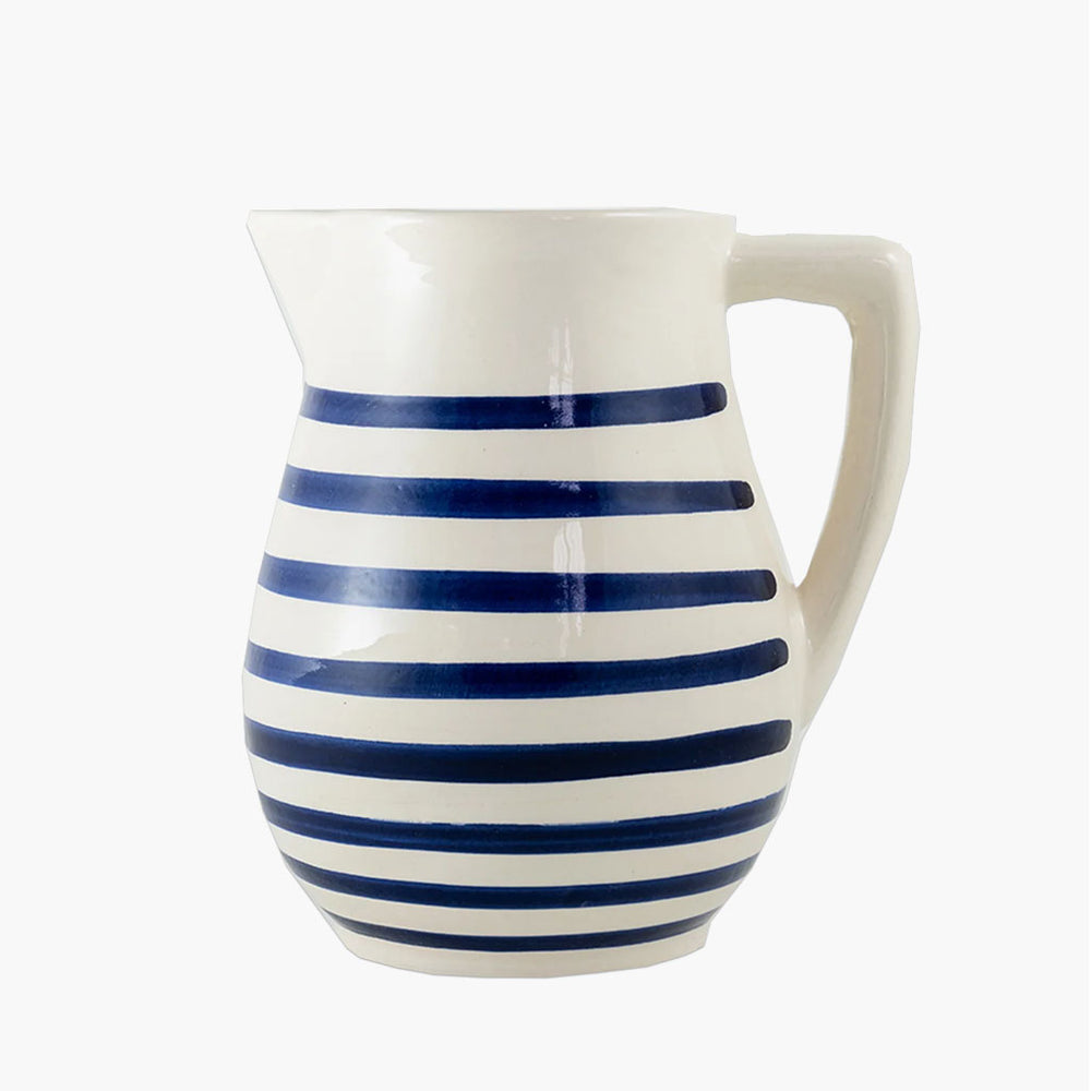 earthenware pitcher, cobalt stripe pitcher