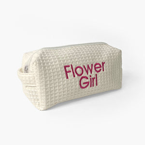 
            
                Load image into Gallery viewer, Flower Girl Waffle Weave Cosmetic Bag
            
        