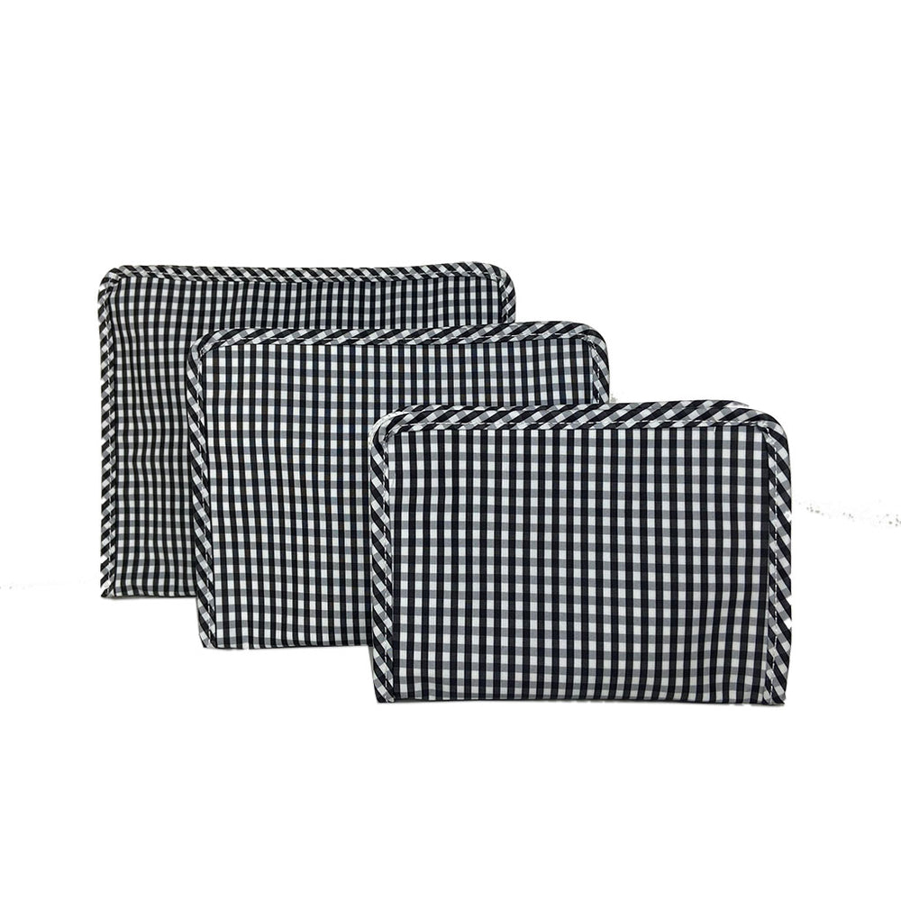 
            
                Load image into Gallery viewer, Gingham Cosmetic Bags - Black
            
        