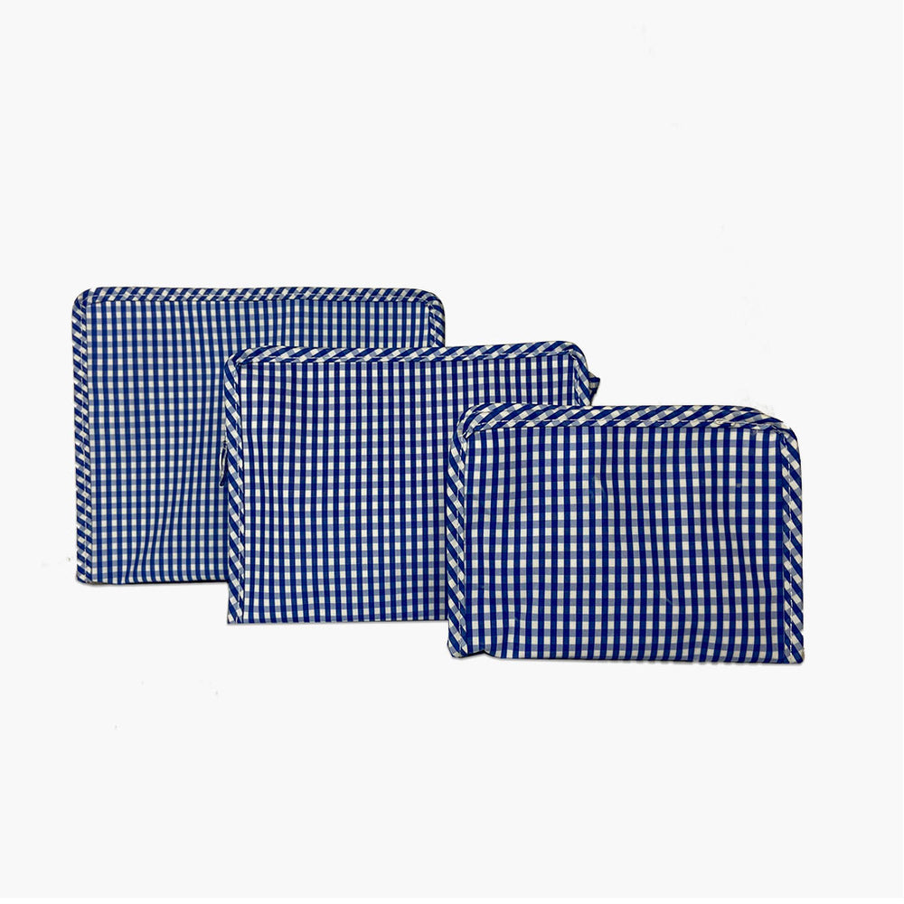 
            
                Load image into Gallery viewer, Gingham Cosmetic Bags - Royal Blue
            
        