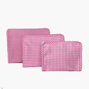 
            
                Load image into Gallery viewer, Gingham Cosmetic Bags - Pink
            
        