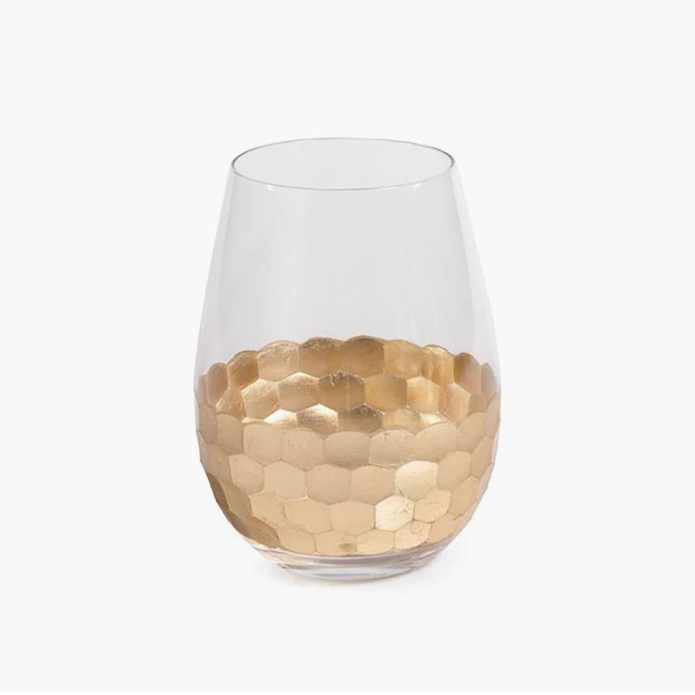 Gold Leaf Stemless Wine Glass