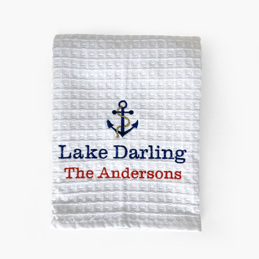 
            
                Load image into Gallery viewer, Personalized Anchor Waffle Weave Towel
            
        