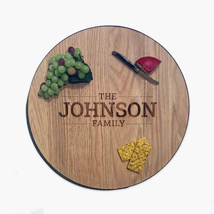 
            
                Load image into Gallery viewer, Personalized Oak Wine Barrel Lazy Susan
            
        