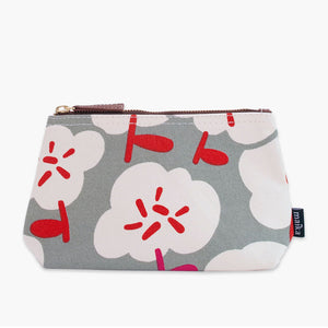 canvas cosmetic, flower cosmetic, flower clutch gray cosmetic