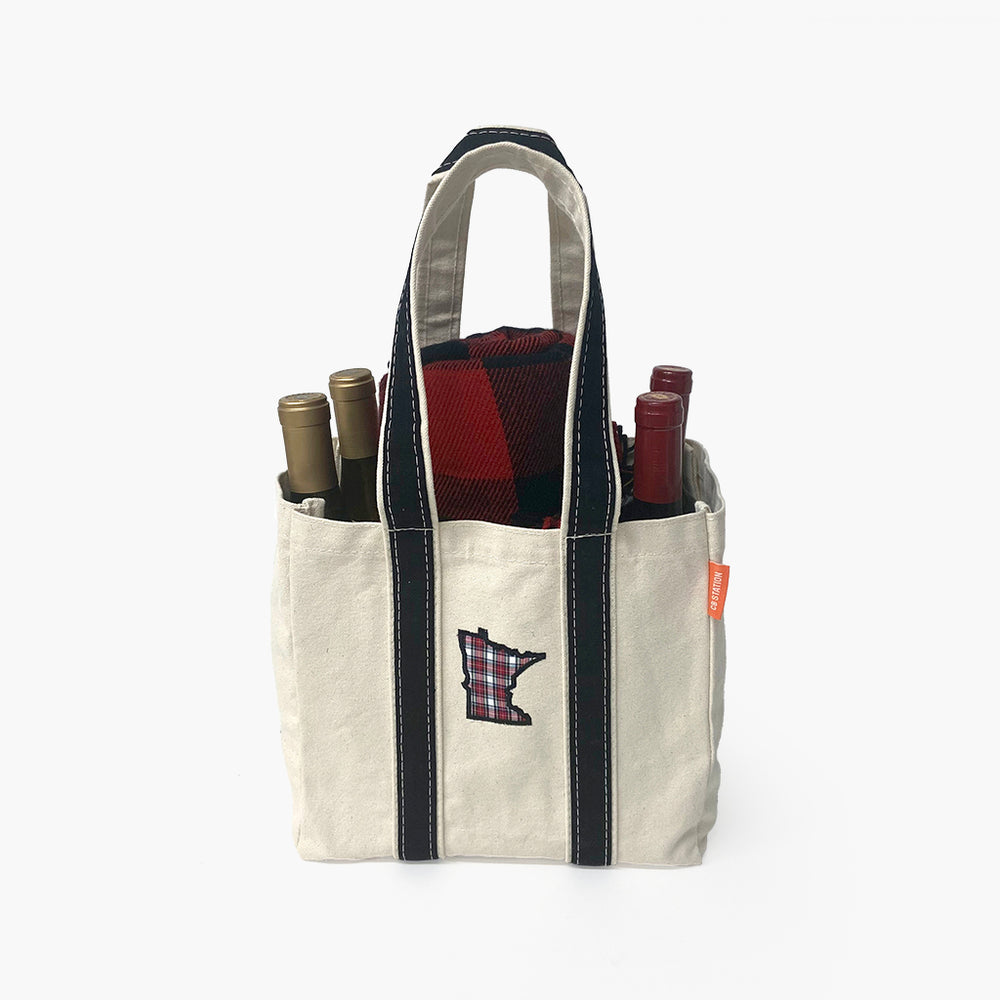 
            
                Load image into Gallery viewer, Wine Tote with Appliqued State Icon
            
        