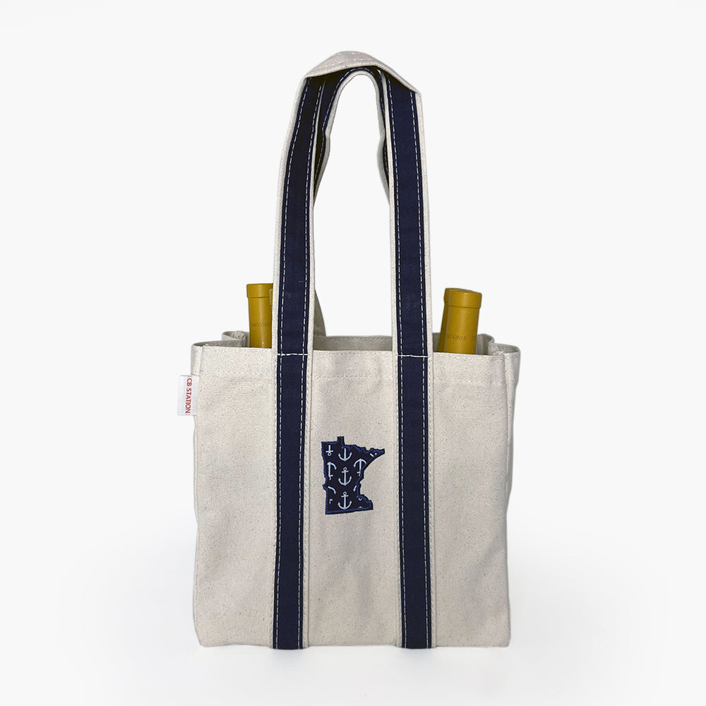 Wine Tote with Minnesota Icon with Anchors